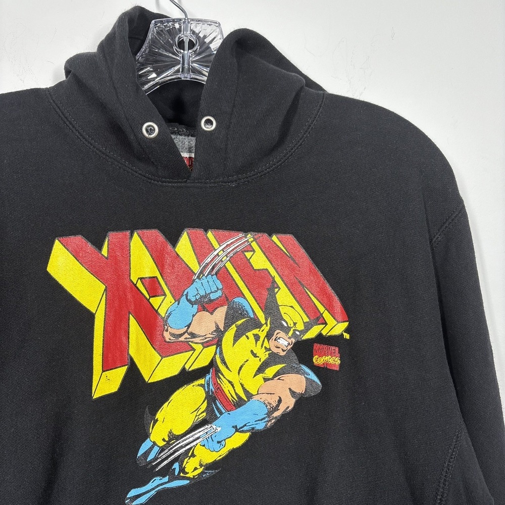 VTG Marvel Comics Wolverine Fleece Hoodie Size Youth XL (14-15)‎ Black Y2K Retro - Picture 5 of 13